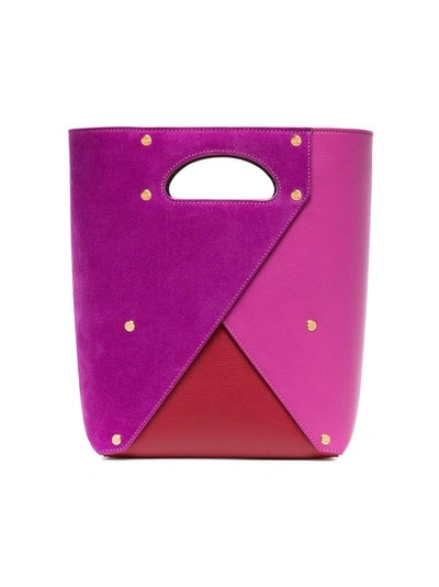 Shop Yuzefi Purple, Pink And Red Pablo Leather Bucket Bag