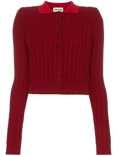 Shop Shushu-tong Cable Knit Cropped Wool Cashmere In Red