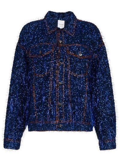 Shop Ashish Tinsel Embellished Denim Jacket - Blue