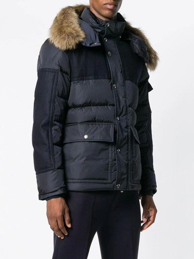 Moncler Alphand Navy Quilted Shell Coat In Blue | ModeSens