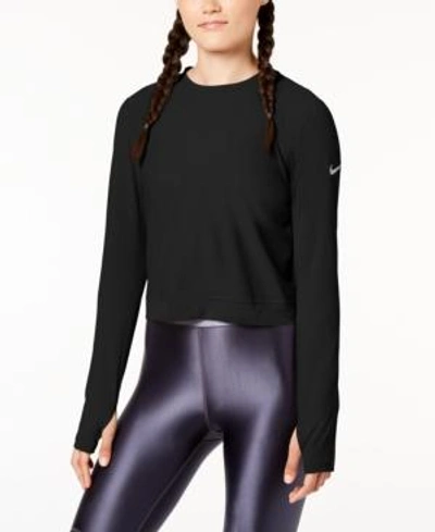 Shop Nike Miler Long-sleeve Running Top In Black