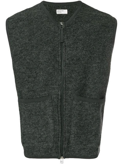 Shop Universal Works Front Pocket Zipped Vest In Grey