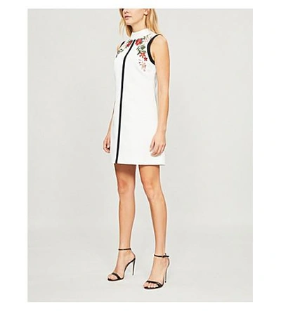 Shop Ted Baker Aimmiid Kirstenbosch Embroidered Woven Tunic Dress In Ivory