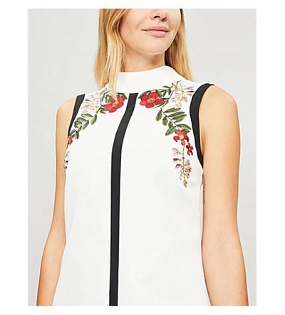 Shop Ted Baker Aimmiid Kirstenbosch Embroidered Woven Tunic Dress In Ivory