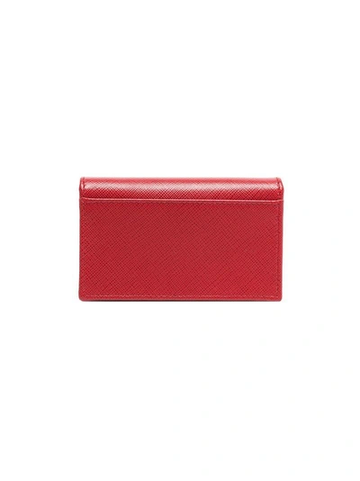 Prada Red Small Logo Leather Wallet In Red
