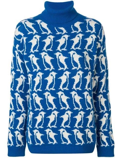 Shop Moncler Grenoble Penguin Turtleneck Sweater - Blue