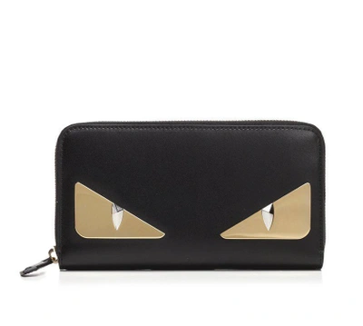 Shop Fendi Bag Bugs Zip Around Wallet In Black