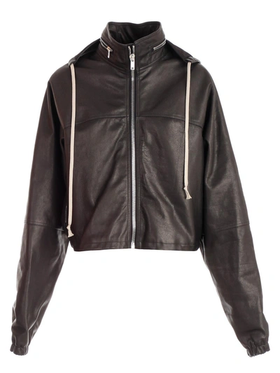 Shop Rick Owens Hooded Oversized Jacket In Black