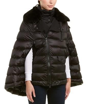 Moncler Quilted Cape Jacket In Black 