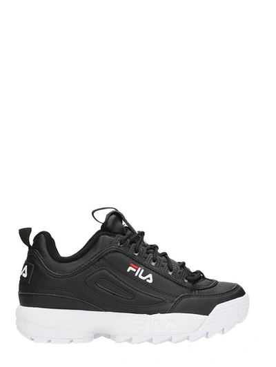 Shop Fila Distruptor Black Leather Sneakers