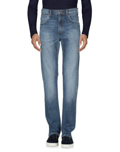 Shop Wrangler Man Denim Pants Blue Size 33w-34l Cotton, Elastane