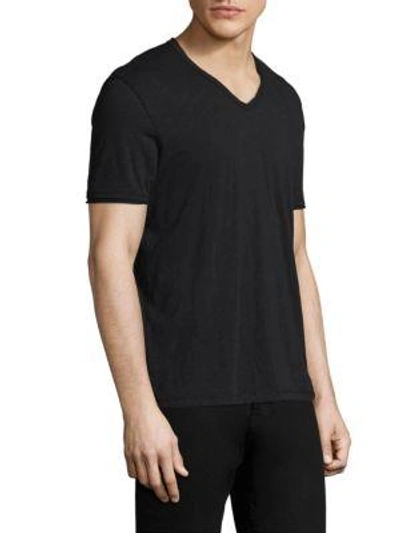 Shop John Varvatos Slub V-neck Tee In Sage