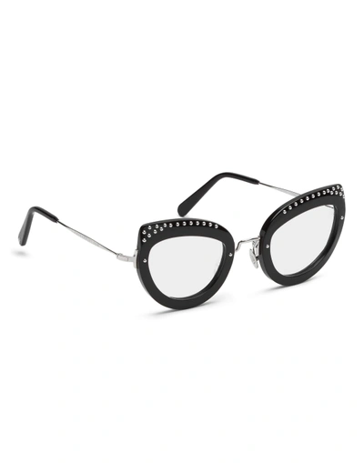 Shop Philipp Plein Optical Frames Jacqueline-v Studs In Black/blu/trasparent/nickel