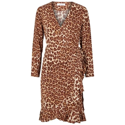 Shop Samsoe & Samsoe Limon Leopard-print Wrap Dress