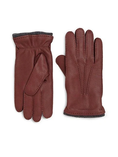Shop Saks Fifth Avenue Deerskin Leather Gloves In Green