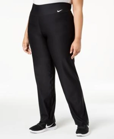 Shop Nike Plus Size Power Dri-fit Pants In Black/white