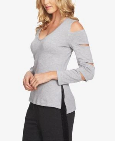 Shop 1.state Cutout V-neck Top In Light Heather Grey