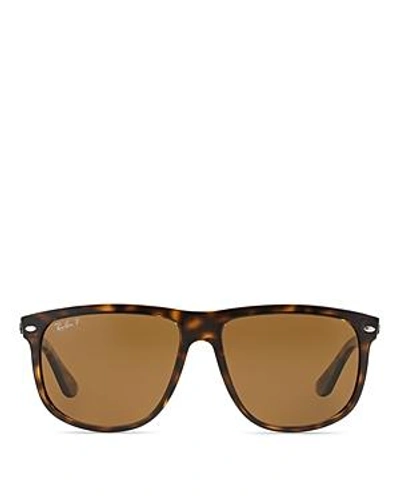 Shop Ray Ban Ray-ban Unisex Polarized Flat Top Boyfriend Sunglasses, 60mm In Tortoise Polarized