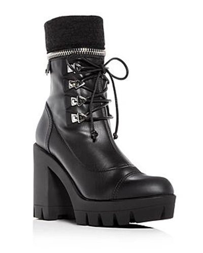 Shop Giuseppe Zanotti Women's Gintonic Leather Zip Top Block-heel Platform Combat Boots In Nero
