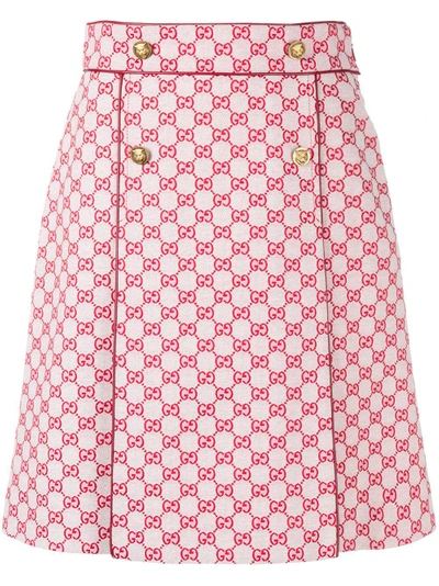Shop Gucci Gg Canvas A-line Skirt In Gardenia/h.red