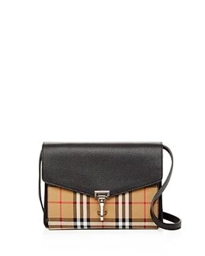 Shop Burberry Macken Small Vintage Check & Leather Crossbody In Black