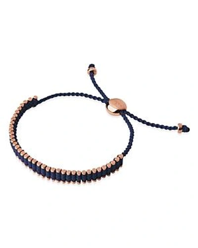 Shop Links Of London Rose-gold Plated Mini Friendship Bracelet In Navy/rose Gold