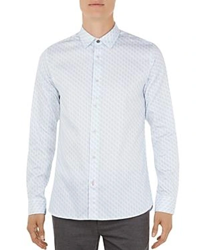 Shop Ted Baker Pimlico Geometric Print Regular Fit Button-down Shirt In Blue