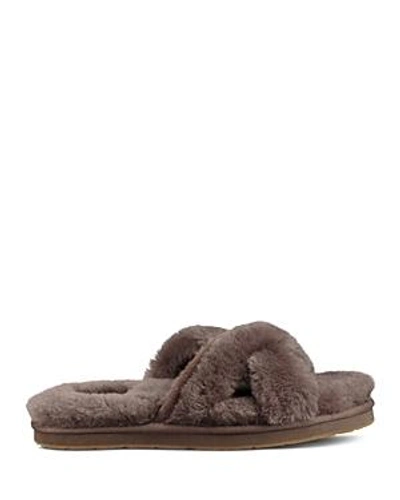 Shop Ugg Women's Abela Open Toe Sheepskin Slide Sandals In Slate