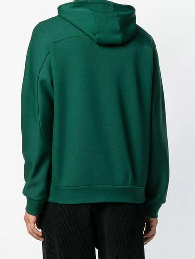 Shop Fendi Logo Print Hoodie In Green