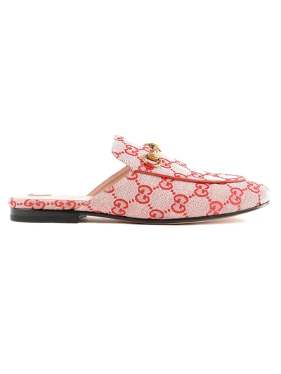 Shop Gucci Princetown Canvas Gg Slipper In Gardenia-h.red