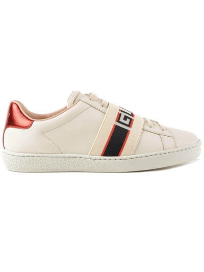 Shop Gucci W Leather Sneaker Ace In N.m.white-red
