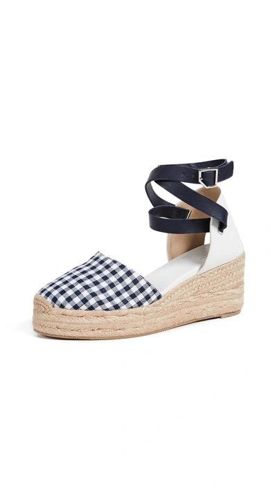 Shop Rag & Bone Kea Espadrille Wedges In Navy Gingham