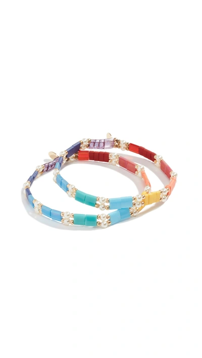 Shop Shashi Tilu Bracelet Set In Rainbow Pearl