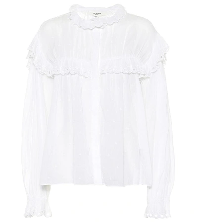 Shop Isabel Marant Étoile Elmira Embroidered Cotton Blouse In White