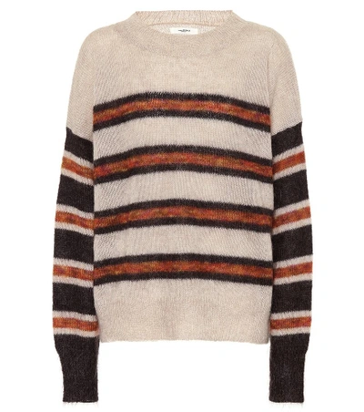 Shop Isabel Marant Étoile Russell Striped Mohair-blend Sweater In Beige