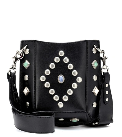 Shop Isabel Marant Oskana Small Leather Shoulder Bag In Black