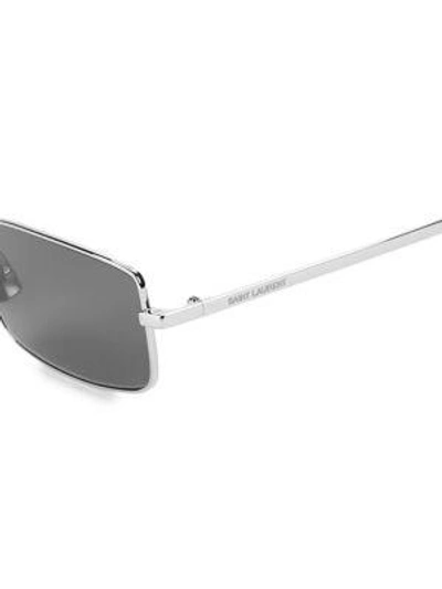 Shop Saint Laurent 56mm Rectangle Sunglasses In Silver