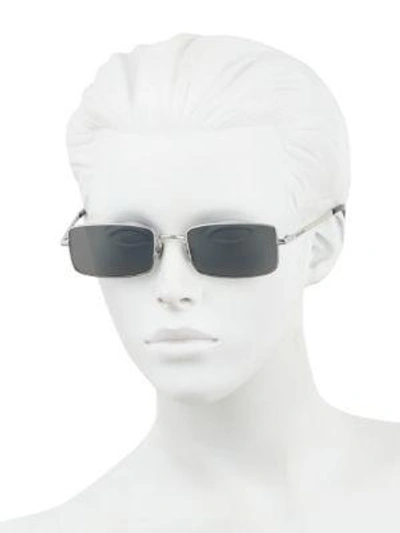 Shop Saint Laurent 56mm Rectangle Sunglasses In Silver