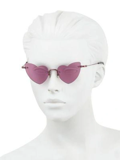 Shop Saint Laurent Loulou Rimless 50mm Heart Sunglasses In Pink