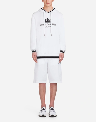 Shop Dolce & Gabbana Cotton Hoodie With Print In White
