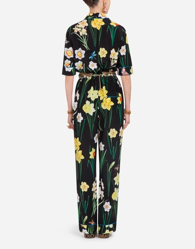 Shop Dolce & Gabbana Printed Silk Jumpsuit In Floral Print