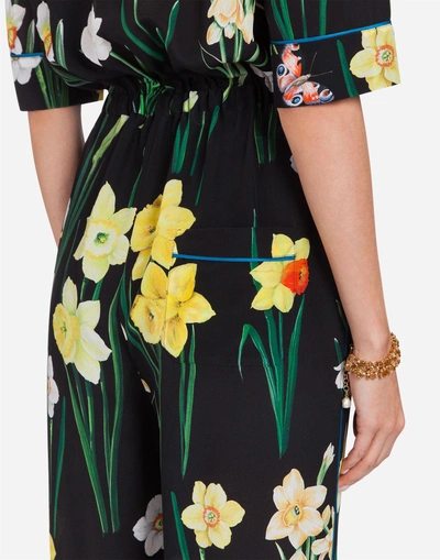 Shop Dolce & Gabbana Printed Silk Jumpsuit In Floral Print