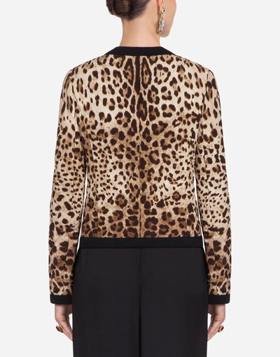 Shop Dolce & Gabbana Printed Silk Blazer In Leopard Print
