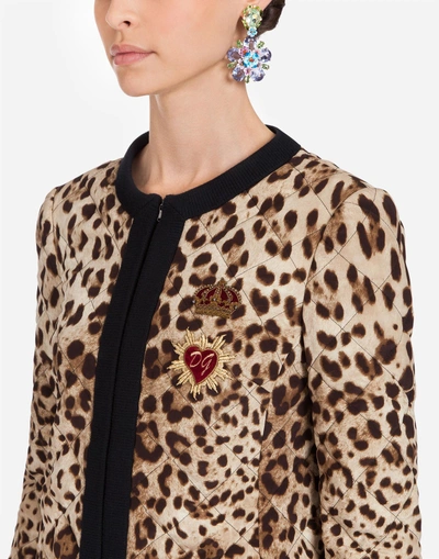 Shop Dolce & Gabbana Printed Silk Blazer In Leopard Print