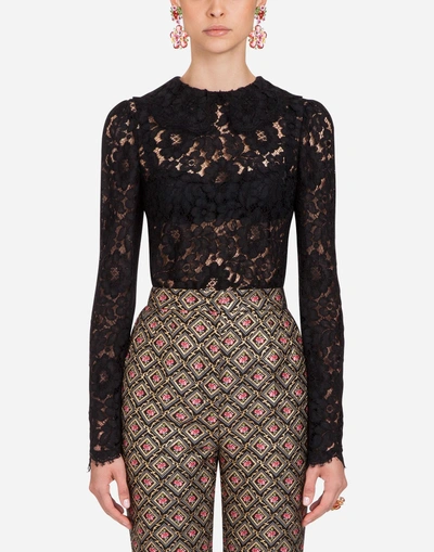 Shop Dolce & Gabbana Lace Blouse In Black