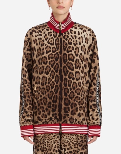 Shop Dolce & Gabbana Printed Cady Sweatshirt In Leopard Print