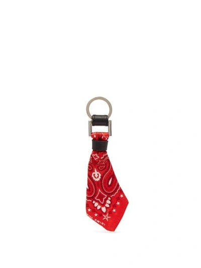 Amiri Bandana Silk Key Chain In Red White | ModeSens