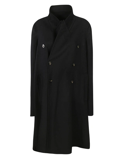 Shop Rick Owens Double Breasted Long Coat In Black