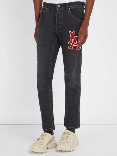 Gucci Men's Denim Pant With La Angels™ Patch In Black