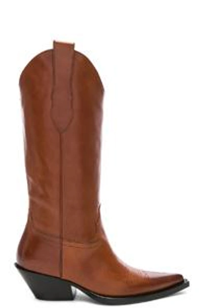 Shop Maison Margiela Mid Leather Western Boots In Tobacco Brown